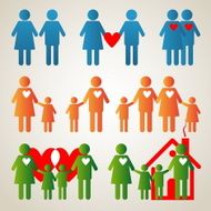 Family black &amp; white icon set