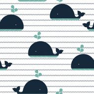 sea pattern with waves and whale