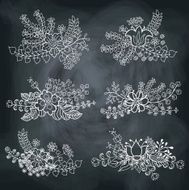 Vector set with vintage flowers composition on school Board