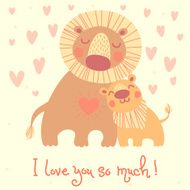 Happy Father&#039;s Day card Cute lion and cub N3