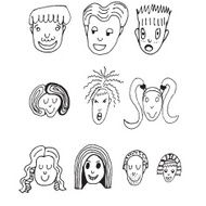 Cartoon vector set 10 different funny faces