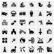 Toys vector icons set on gray