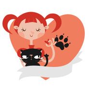 Girl with her cat template N2