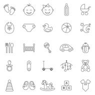 Baby line icons set Vector