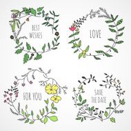 Lovely hand drawn floral wreaths