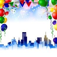 birthday background with balloons and beauty night on town N3