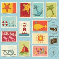 Sea elements - Vector stamp collection