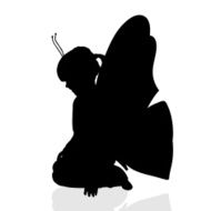 Vector silhouette of a girl N95