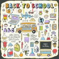 Back to school vintage doodle set on carton card