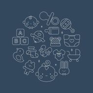 Baby line icon circle set N4