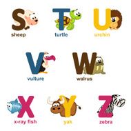 alphabet animals from S to Z