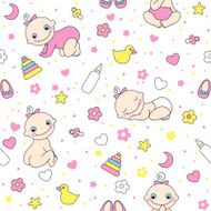 seamless pattern for baby girls N2