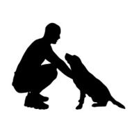 Vector silhouette of people with dog N33