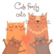 Cute card with family cats