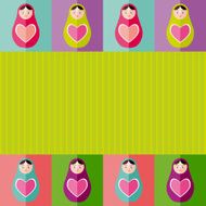 Russian dolls matryoshka with heart Card design Vector