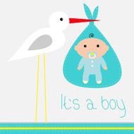 Baby shower card with stork ItÂs a boy