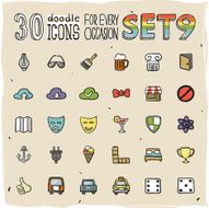 30 Colorful Doodle Icons Set 9