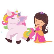 Cute little kawaii princess with unicorn
