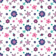 Seamless pattern with small flowers and berries N13