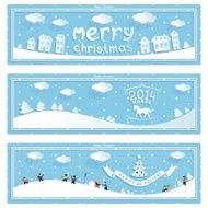 Three happy new year and christmas vector banner