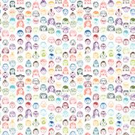 seamless pattern with doodle faces