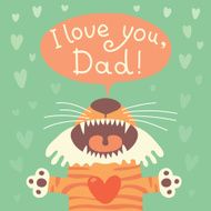 Card happy father&#039;s day with funny tiger cub N3