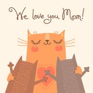 Sweet card for Mothers Day with cats N6