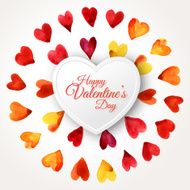 Watercolor Happy Valentines Day Hearts Cloud with Paper-cut Frame