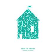 Vector white on green alphabet letters house silhouette pattern frame