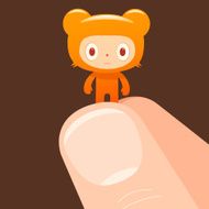 Captive bear costume child character illustration
