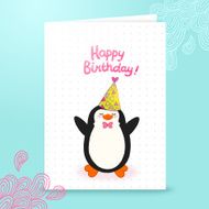 Happy Birthday card background with cute penguin N10