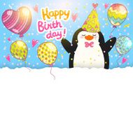 Happy Birthday card background with cute penguin N12