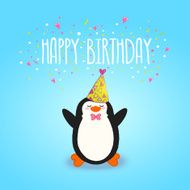 Happy Birthday card background with cute penguin N13