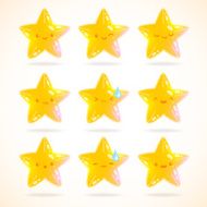 cute cartoon star emotions set