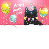 Happy Birthday card background with a cat N17