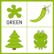 Learning green color Frog pea and fir tree Educational