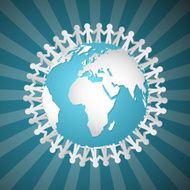 Vector People Holding Hands Around Globe
