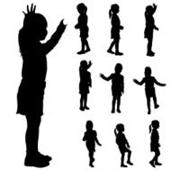 Vector silhouette of a little girl N37