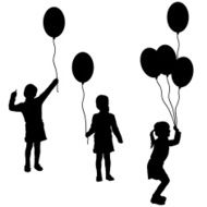 Vector silhouettes of girls with balloons N4