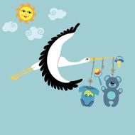 Flat Stork flying with baby girl Newborn collection N2