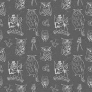 Vintage seamless pattern with Owls Dark background