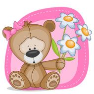 Bear girl with flowers