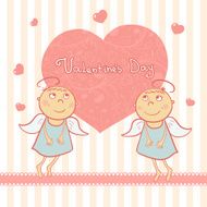 Two cute angel sweet card for Valentine&#039;s Day