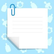 Paper sheet on background with baby&#039;s goods