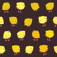 Seamless Pattern with Small Yellow and Orange chickens