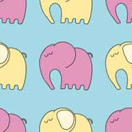 Cute cartoon sleeping elephant seamless pattern