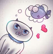 Cute siamese kitten dreaming of fish N3