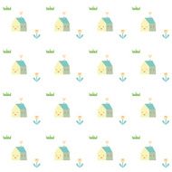 Cute seamless pattern with house in vector
