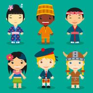 Happy World Kids Set with multicultural traditional costumes N5