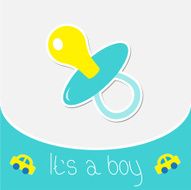 Blue pacifier Baby boy shower card